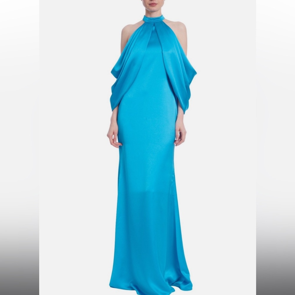 Badgley Mischka Blue Halter Gown